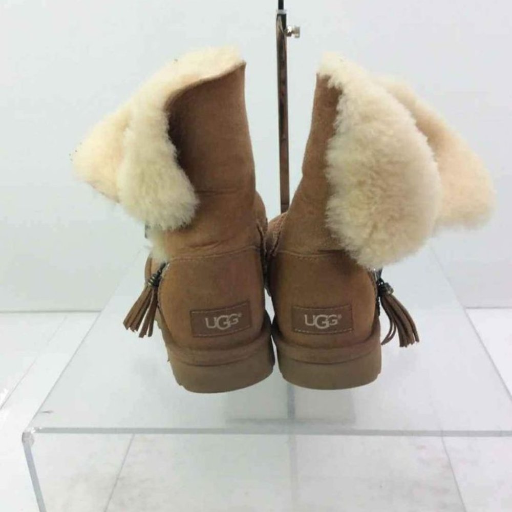 UGG "Lilou" Chestnut Brown Sheepskin Shearling Suede Charm Warm Winter Boots 5
